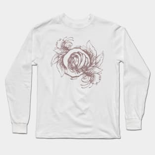 Rose wreath, floral composition in tattoo style Long Sleeve T-Shirt